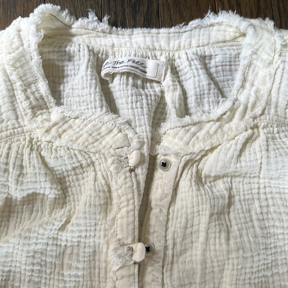 We the Free free people gauze cream colored button up shirt - Picture 4 of 8